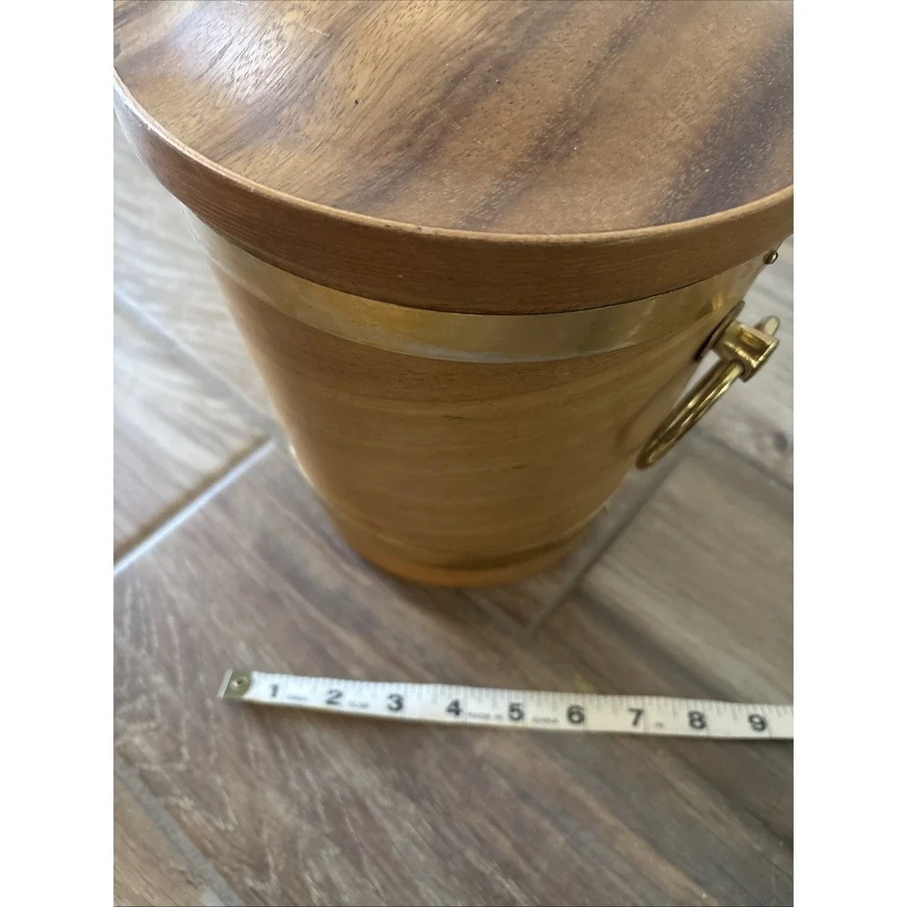 Vintage Mid Century Danish Modern Teak Ice Bucket Retro‎ Bar 10
